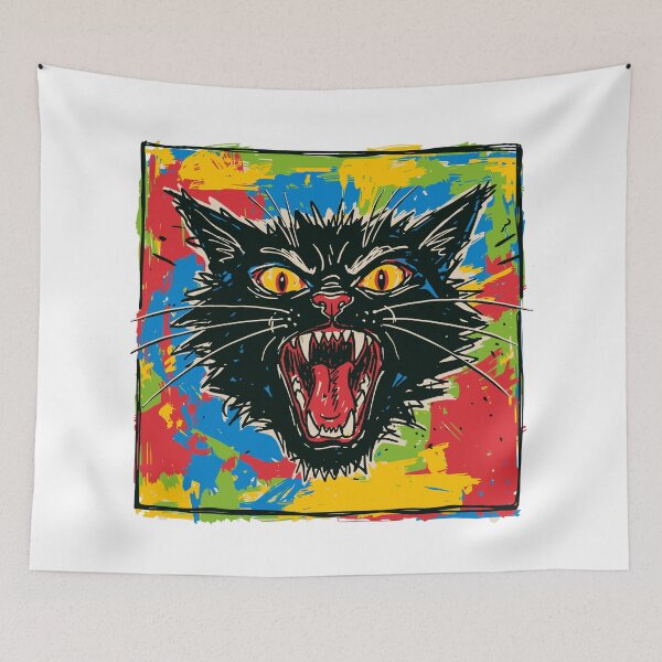 Item preview, Screaming Black Cat Funny Existential Dread Meme designed and sold by sXe-art.