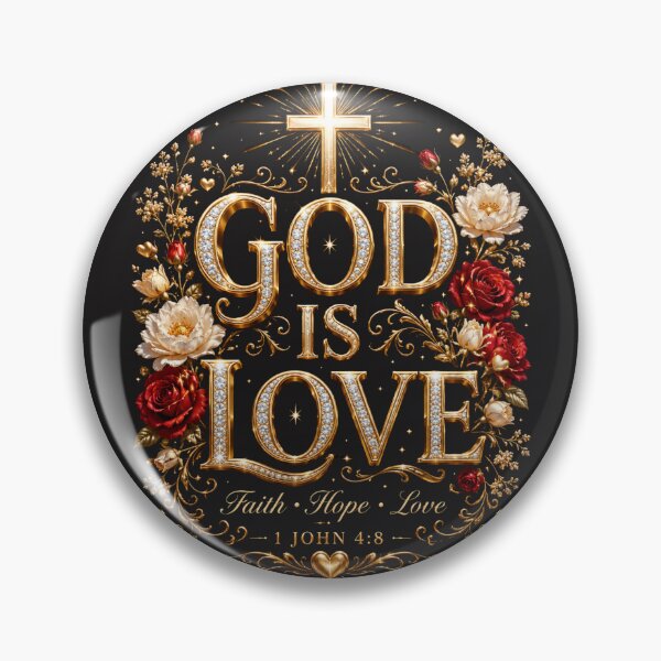Item preview, God is Love, 1 John 4:8, Christian art, faith hope love, luxury religious design, gold typography, designed and sold by KINGDOM GOLD STUDIO.
