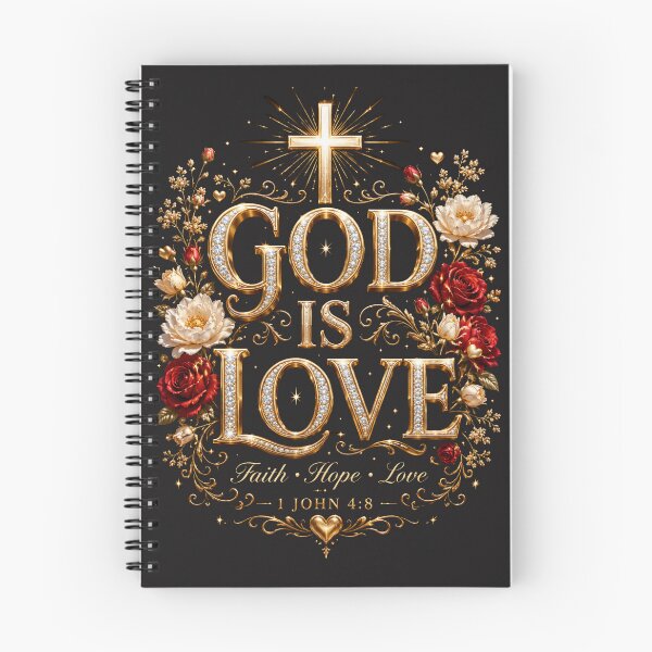 Item preview, God is Love, 1 John 4:8, Christian art, faith hope love, luxury religious design, gold typography, designed and sold by KINGDOM GOLD STUDIO.