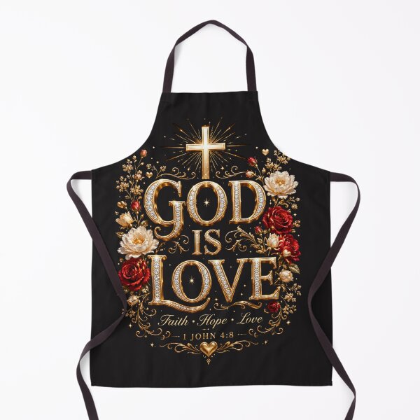 Item preview, God is Love, 1 John 4:8, Christian art, faith hope love, luxury religious design, gold typography, designed and sold by KINGDOM GOLD STUDIO.
