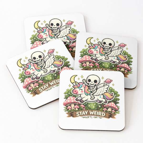Item preview, Mushroom Forest Skeleton Riding Unicorn Stay Weird Sticker designed and sold by MIROUZ2000.