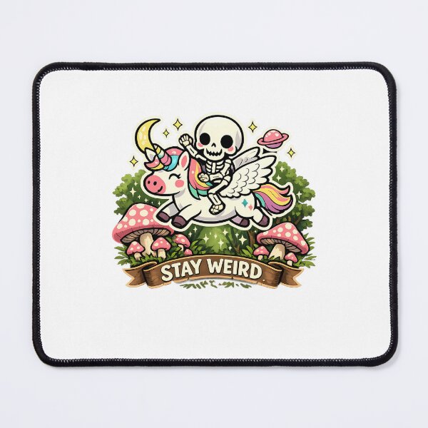 Item preview, Mushroom Forest Skeleton Riding Unicorn Stay Weird Sticker designed and sold by MIROUZ2000.