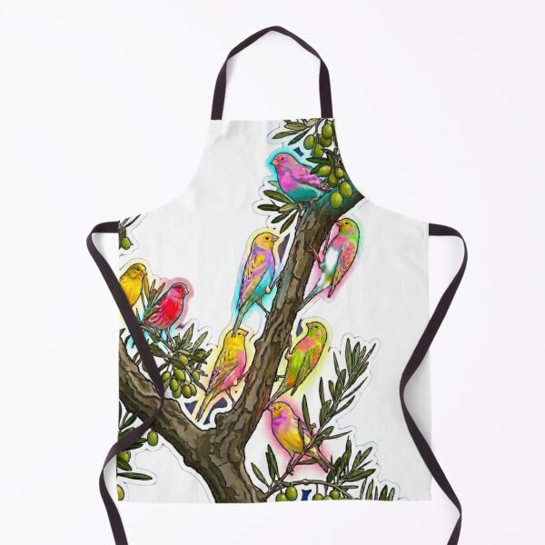 Item preview, Neon Psychedelic Birds on Olive Tree Branch Retro Pop Art designed and sold by Fatomfatom.