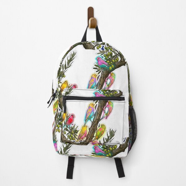 Item preview, Neon Psychedelic Birds on Olive Tree Branch Retro Pop Art designed and sold by Fatomfatom.