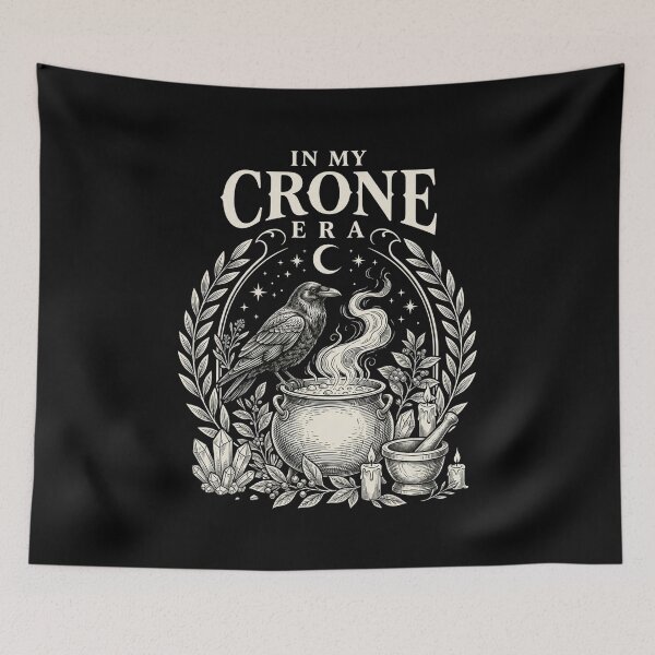 Item preview, In My Crone Era Witchy Raven Cauldron Goth Witch designed and sold by BHMARTS.