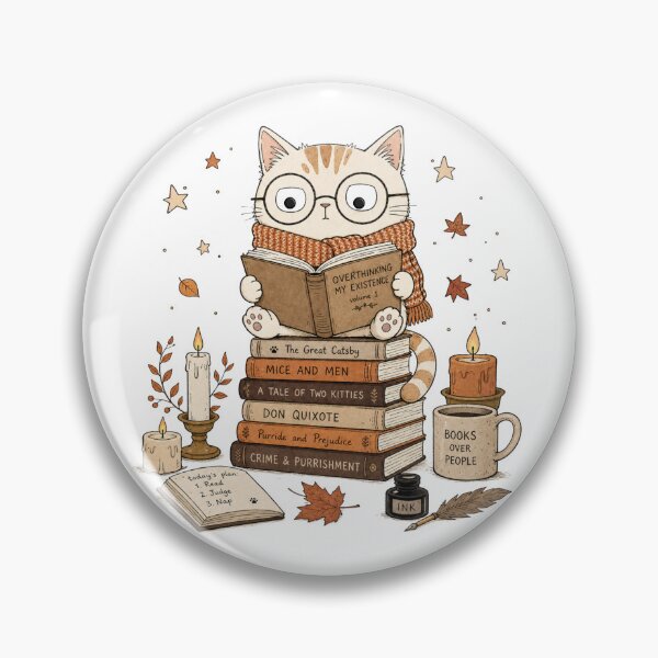 Item preview, Overthinking My Existence | Cozy Reading Cat Design | Book Lover Cat Gift designed and sold by Fernhaven.
