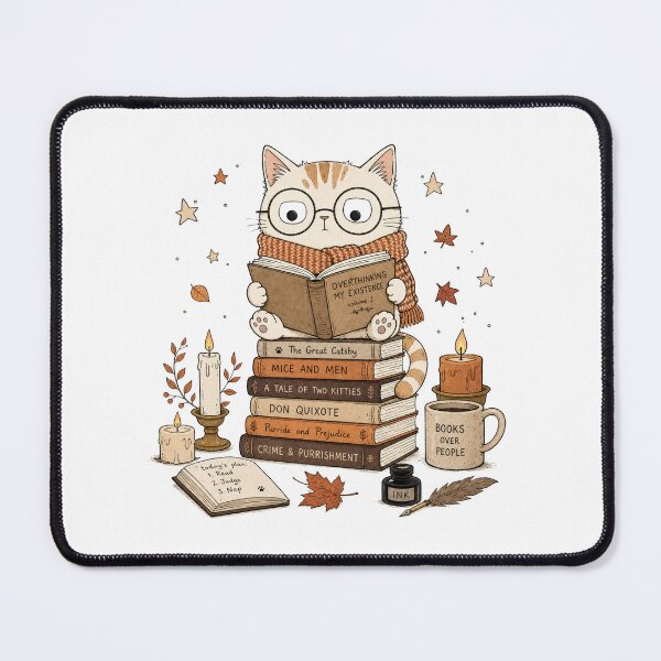 Item preview, Overthinking My Existence | Cozy Reading Cat Design | Book Lover Cat Gift designed and sold by Fernhaven.