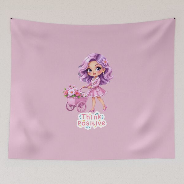Item preview, Cute Fashion Doll Pulling Flower Cart – Think Positive Illustration designed and sold by daila70.