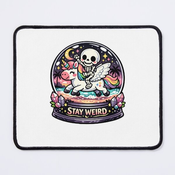 Item preview, Skeleton Riding Unicorn Stay Weird Sticker designed and sold by MIROUZ2000.