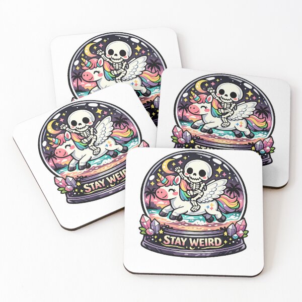 Item preview, Skeleton Riding Unicorn Stay Weird Sticker designed and sold by MIROUZ2000.