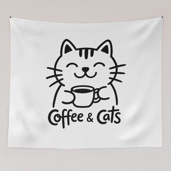 Item preview, Minimalist Coffee & Cats - Classic Line Art Tee designed and sold by ArthousePromos.