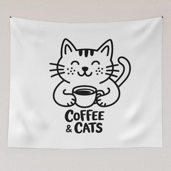 Item preview, Cute Character Cat & Coffee - Hand-Drawn Aesthetic Shirt designed and sold by ArthousePromos.