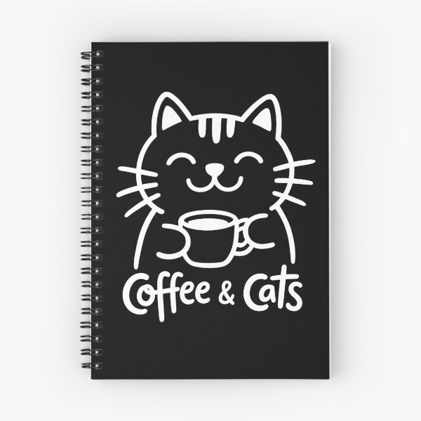 Item preview, Modern Coffee & Cats - High-Contrast Dark Mode Graphic designed and sold by ArthousePromos.