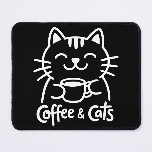Item preview, Modern Coffee & Cats - High-Contrast Dark Mode Graphic designed and sold by ArthousePromos.