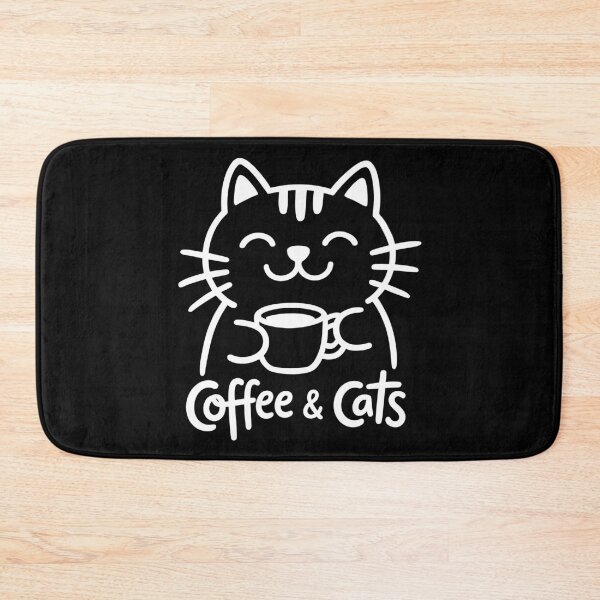 Item preview, Modern Coffee & Cats - High-Contrast Dark Mode Graphic designed and sold by ArthousePromos.