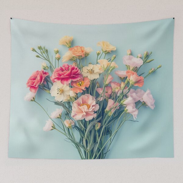 Item preview,  Concept of fresh springfield flowers on a pastel blue background. Beautiful delicate bloomed flowers. designed and sold by Soft Oddity.