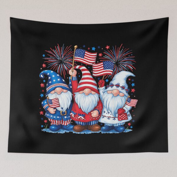 Item preview, 4th of July Gnomes America USA Flag Patriotic with Fireworks designed and sold by SylviaYLaughlin.
