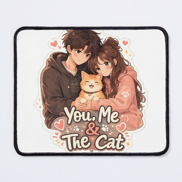 Item preview, You, Me & The Cat Cute Anime Couple Sticker | Kawaii Cat Lover Relationship Design designed and sold by dreamz-world.