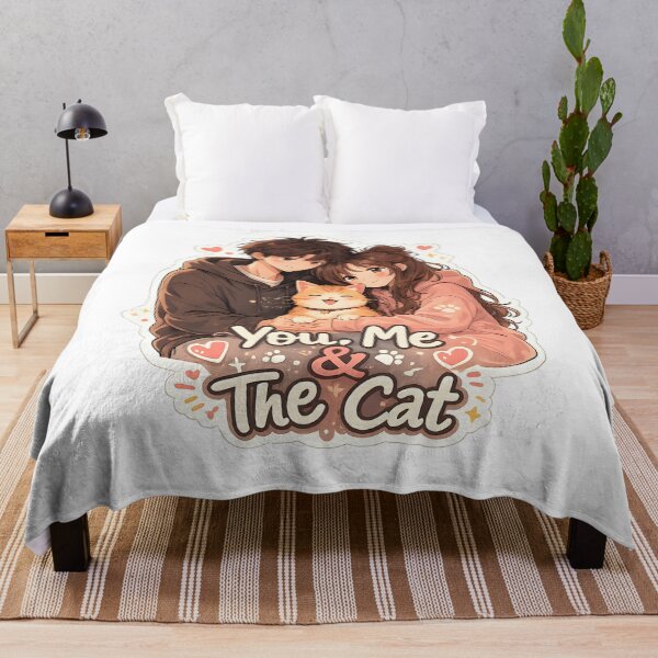 Item preview, You, Me & The Cat Cute Anime Couple Sticker | Kawaii Cat Lover Relationship Design designed and sold by dreamz-world.