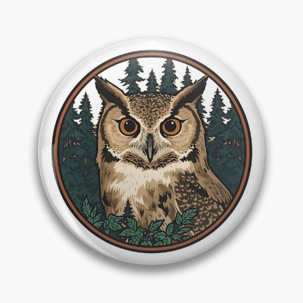 Item preview, Forest Owl Wildlife Badge Vintage Nature Emblem Design designed and sold by Evergreen Horizon Works.