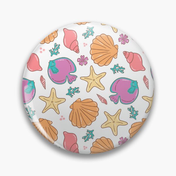 Item preview, Tropical Summer Seashell and Fish Pattern designed and sold by Olive Lane Creative.