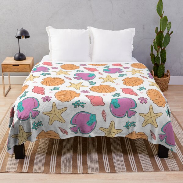 Item preview, Tropical Summer Seashell and Fish Pattern designed and sold by Olive Lane Creative.