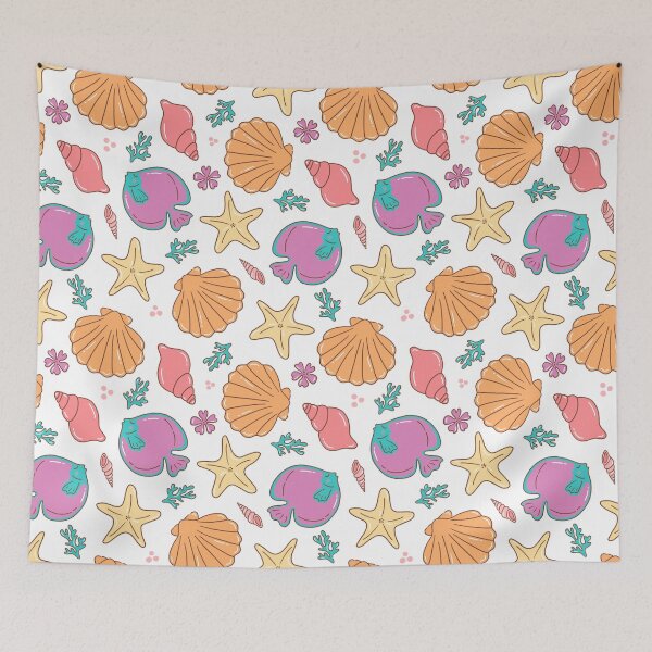 Item preview, Tropical Summer Seashell and Fish Pattern designed and sold by Olive Lane Creative.