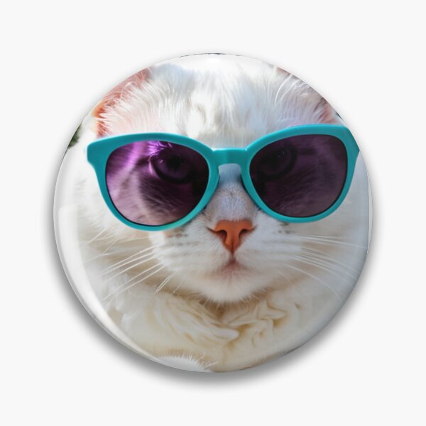 Item preview, Animals - White Cat in Turquoise Sunglasses, Quirky Humor and Feline Elegance designed and sold by DoodyPets.
