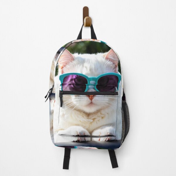 Item preview, Animals - White Cat in Turquoise Sunglasses, Quirky Humor and Feline Elegance designed and sold by DoodyPets.