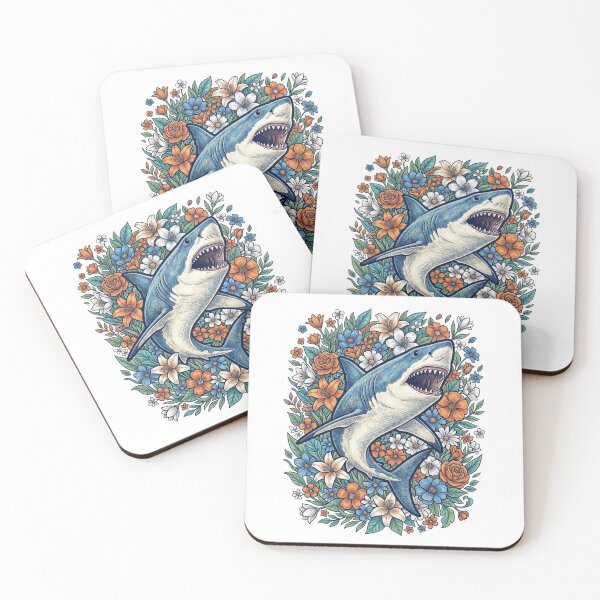 Item preview, Floral Shark Illustration, Cottagecore Shark Art, Ocean Animal Botanical Design designed and sold by MS Pod Studio.