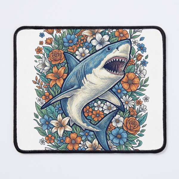 Item preview, Floral Shark Illustration, Cottagecore Shark Art, Ocean Animal Botanical Design designed and sold by MS Pod Studio.