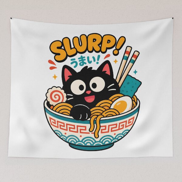 Item preview, Slurp Cute Ramen Cat designed and sold by ChocoMellowCo.