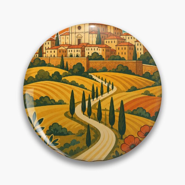 Item preview, Pienza Italy Travel Souvenir - Retro Illustration designed and sold by VisualArtsOasis.