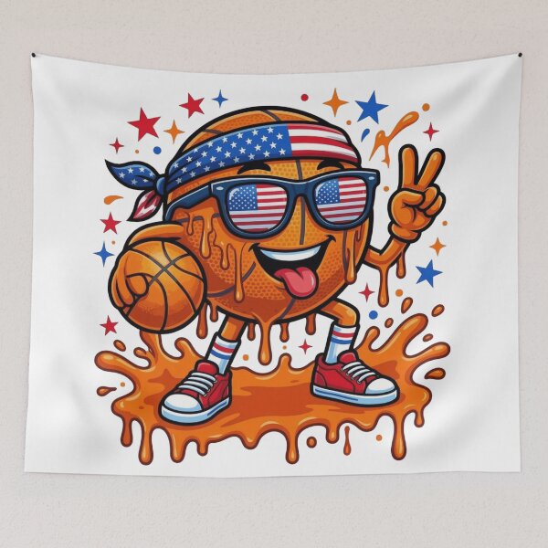 Item preview, 4th of July Drippy Basketball  designed and sold by Thread&Fable.