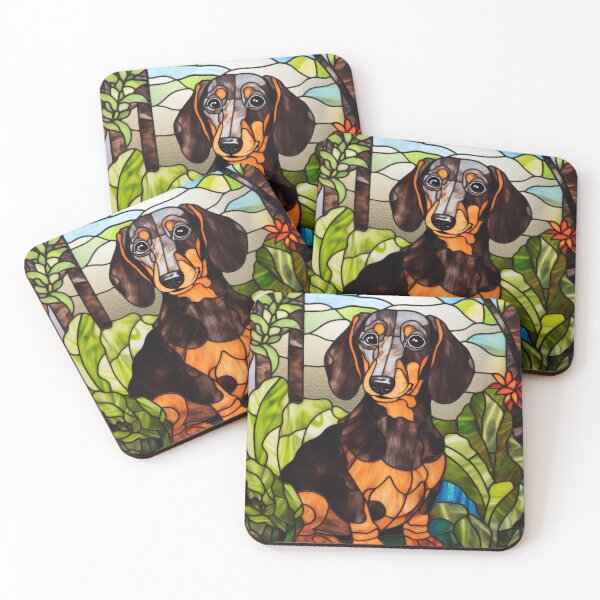 Item preview, Dachshund Stained Glass Garden Portrait designed and sold by pinkal.