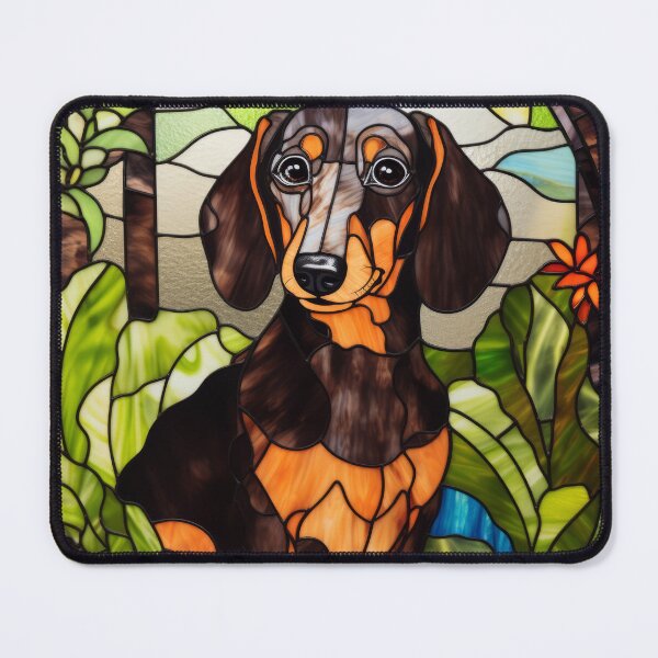 Item preview, Dachshund Stained Glass Garden Portrait designed and sold by pinkal.