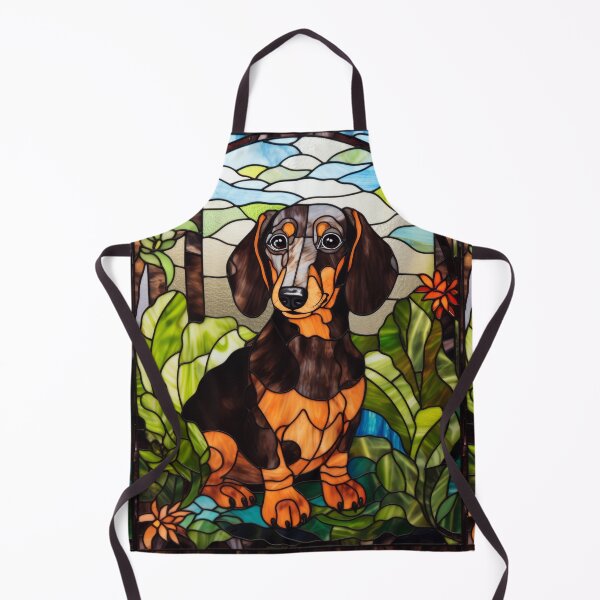 Item preview, Dachshund Stained Glass Garden Portrait designed and sold by pinkal.