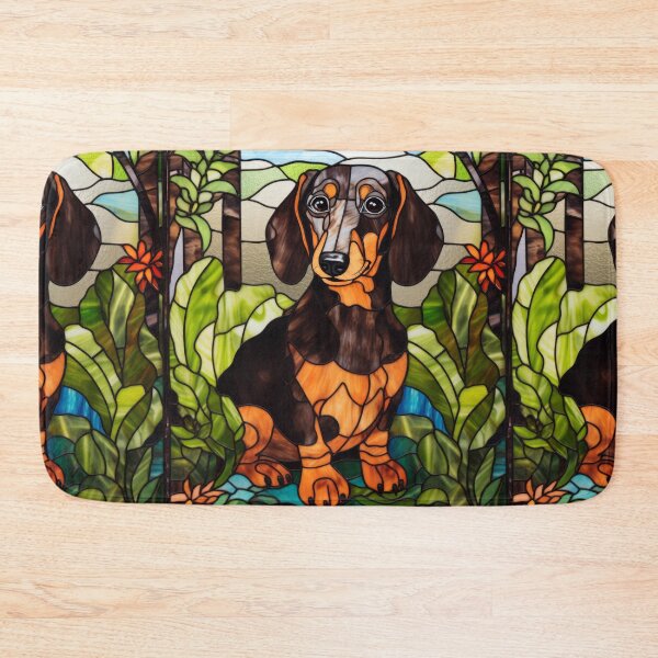 Item preview, Dachshund Stained Glass Garden Portrait designed and sold by pinkal.