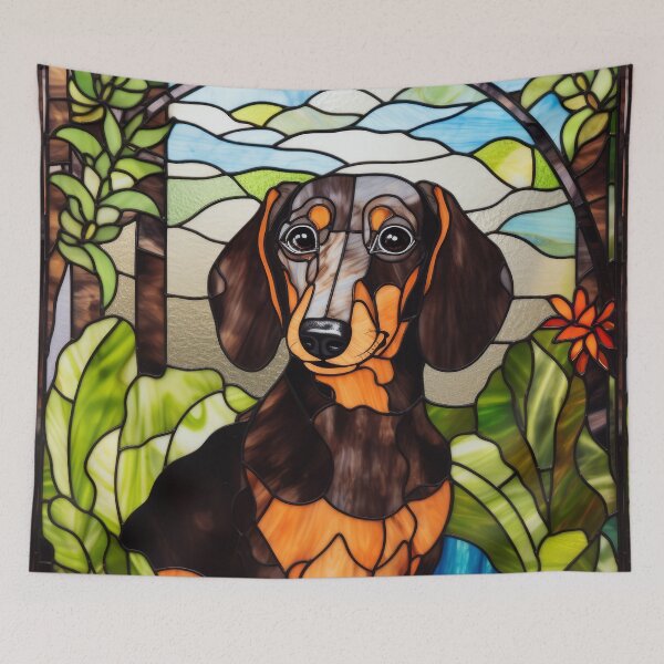 Item preview, Dachshund Stained Glass Garden Portrait designed and sold by pinkal.