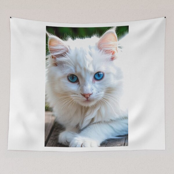 Item preview, Animals - White Cat with Blue Eyes, Crystalline Feline Beauty Portrait designed and sold by DoodyPets.