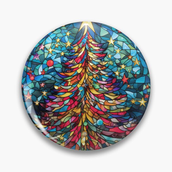 Item preview, Stained Glass Christmas Tree Beneath a Golden Star designed and sold by pinkal.