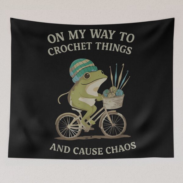 Item preview, On My Way to Crochet Things and Cause Chaos Funny Frog Sayin designed and sold by AndersonLFernan.