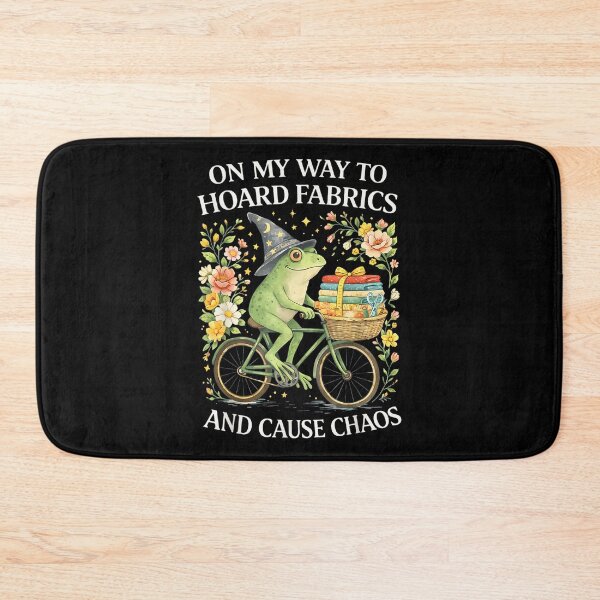 Item preview, On My Way to Hoard Fabrics and Cause Chaos Frog Sewing Humor designed and sold by AndersonLFernan.
