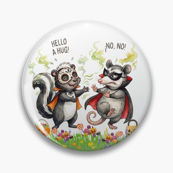 Item preview, Funny Halloween Watercolor Skunk and Opossum Illustration – Smelly Hug Reject designed and sold by VibranPalette.