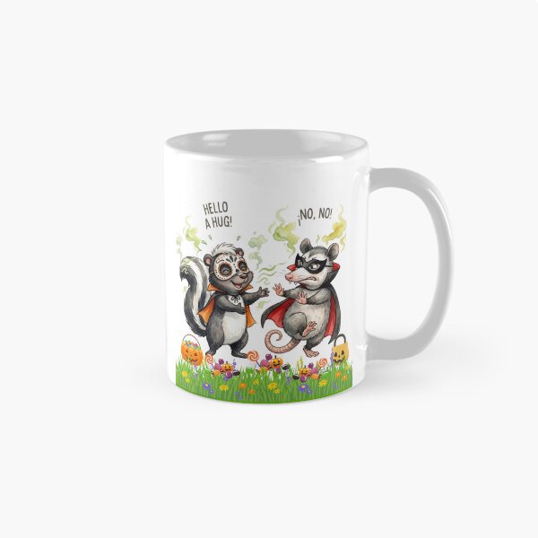 Item preview, Funny Halloween Watercolor Skunk and Opossum Illustration – Smelly Hug Reject designed and sold by VibranPalette.