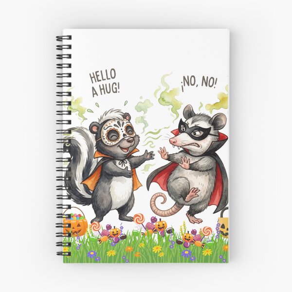 Item preview, Funny Halloween Watercolor Skunk and Opossum Illustration – Smelly Hug Reject designed and sold by VibranPalette.