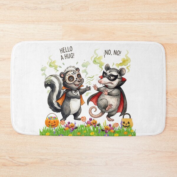 Item preview, Funny Halloween Watercolor Skunk and Opossum Illustration – Smelly Hug Reject designed and sold by VibranPalette.