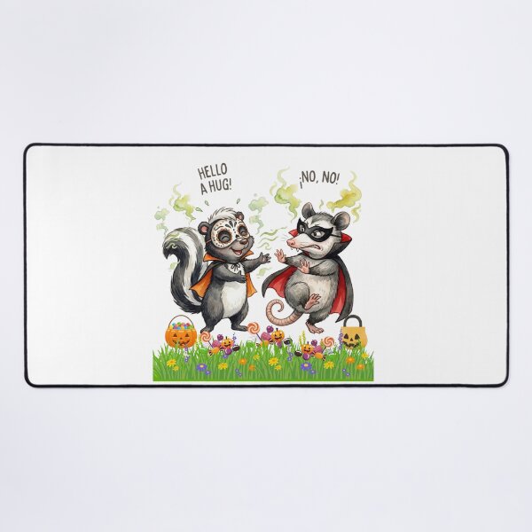 Item preview, Funny Halloween Watercolor Skunk and Opossum Illustration – Smelly Hug Reject designed and sold by VibranPalette.