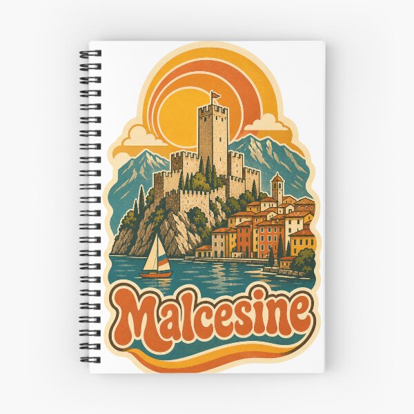 Item preview, Malcesine Italy Travel Souvenir - Retro Illustration designed and sold by VisualArtsOasis.