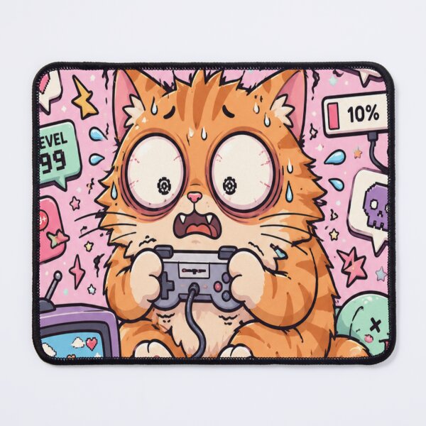 Item preview, Overstimulated Gamer Cat | Cute Retro Gaming Kawaii Cat Sticker designed and sold by TrendznHitz.